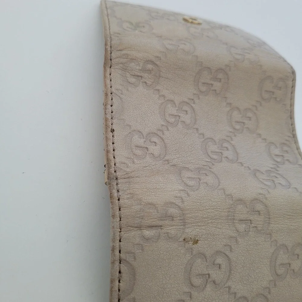 Gucci Guccissima Key Case White Bone Leather 6 Hook Holder 212111 0416